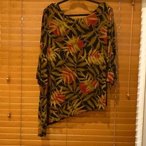 Jessica Howard Classy 3/4 scalloped sleeves Floral Blouse/Dress s24 Peti…